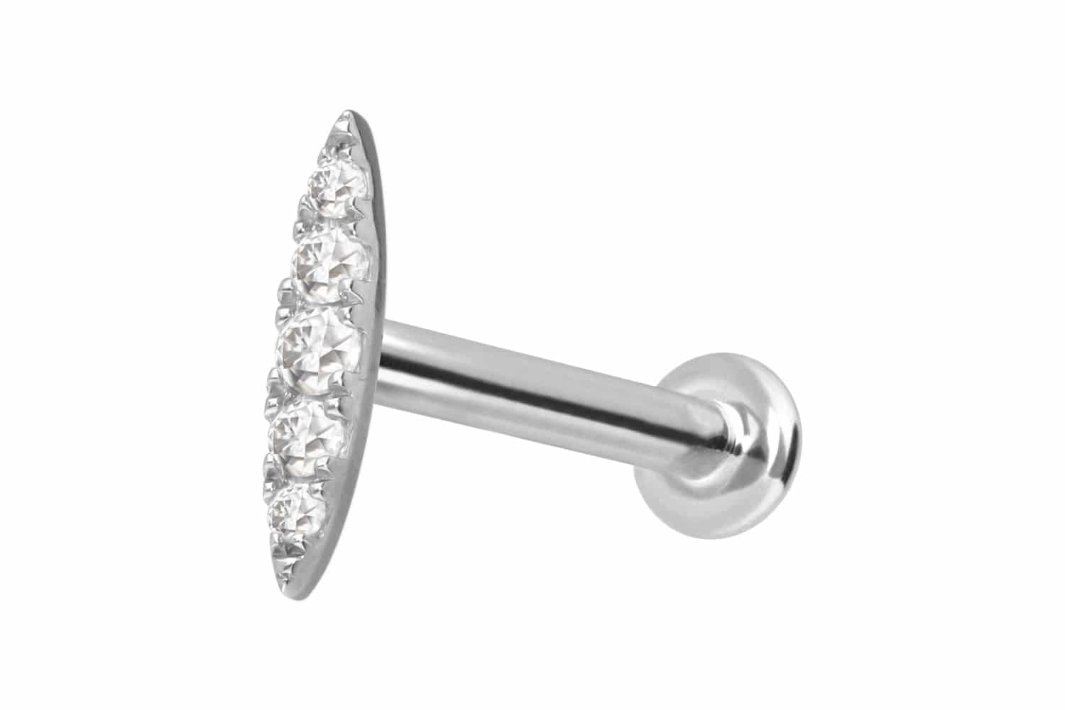 14 Karat Gold Labret Piercing mit Push Fit MOISSANIT-OVAL